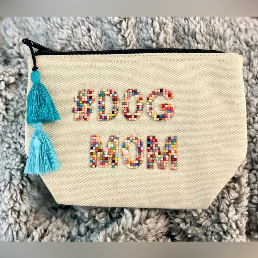 Fallon & Royce Makeup Clutch Bag Canvas Waterproof Lining “#DOG MOM NWOT